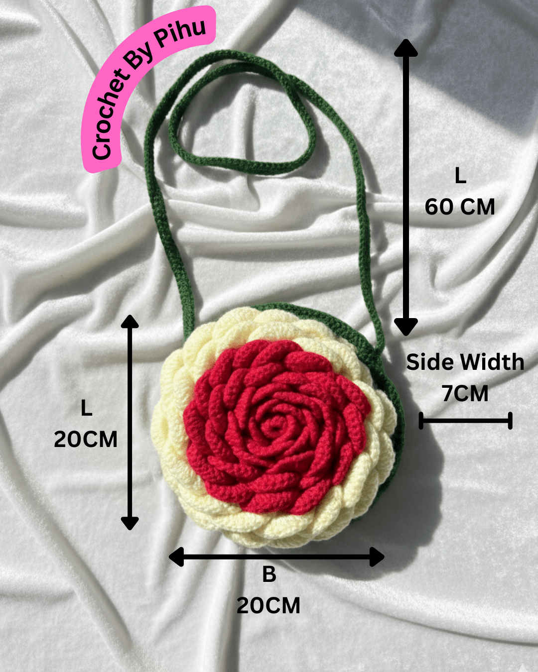 Bloom Rose Crochet Crossbody Bag - Crochet By Pihu