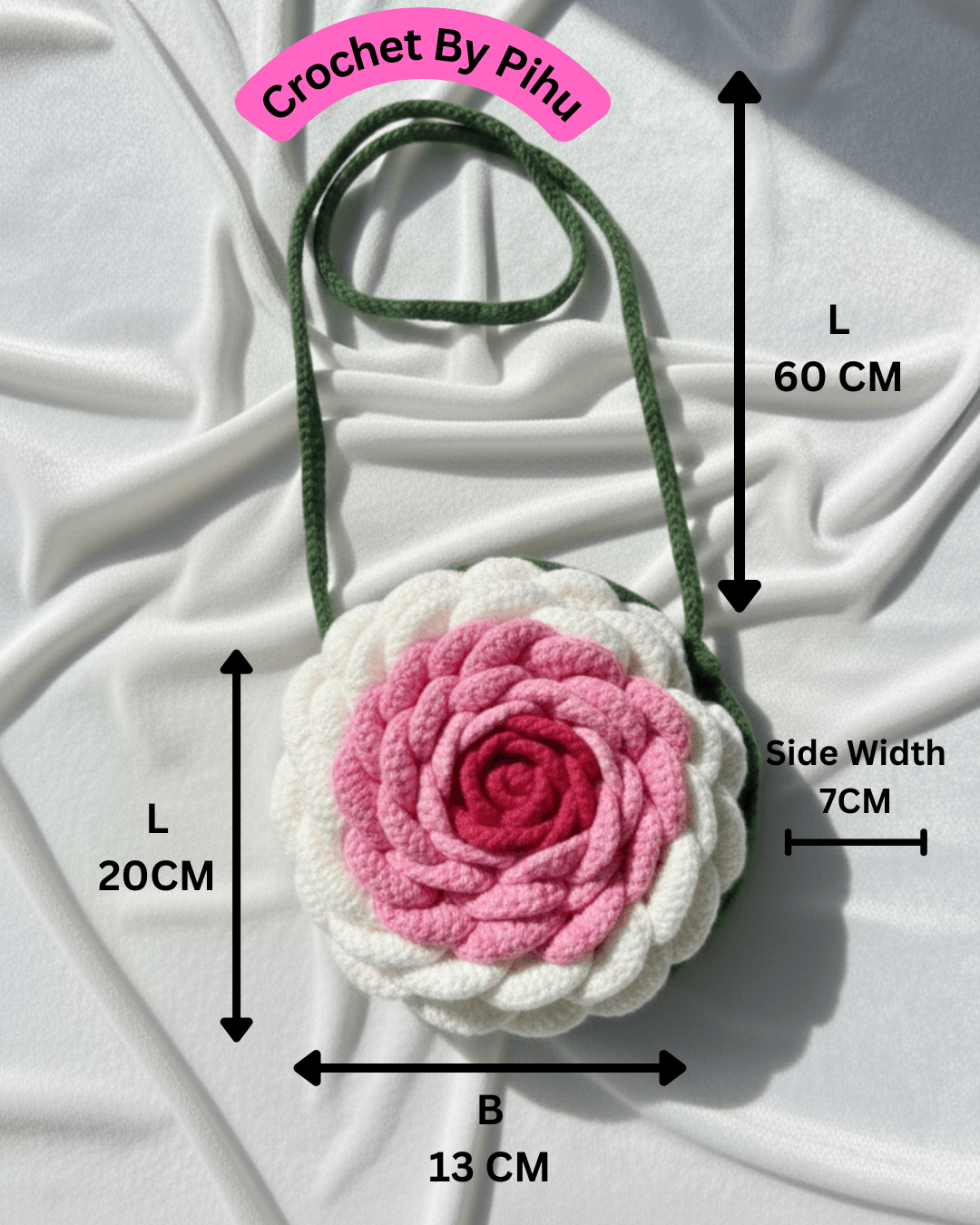 Bloom Rose Crochet Crossbody Bag - Crochet By Pihu