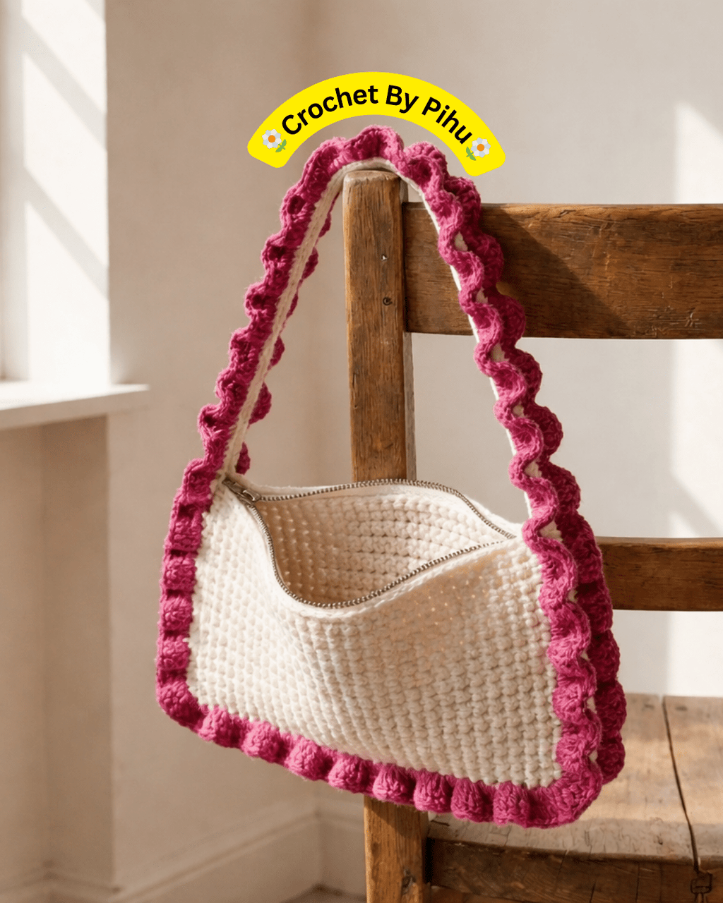 Blush Wave Crochet Shoulder Bag - Crochet By Pihu