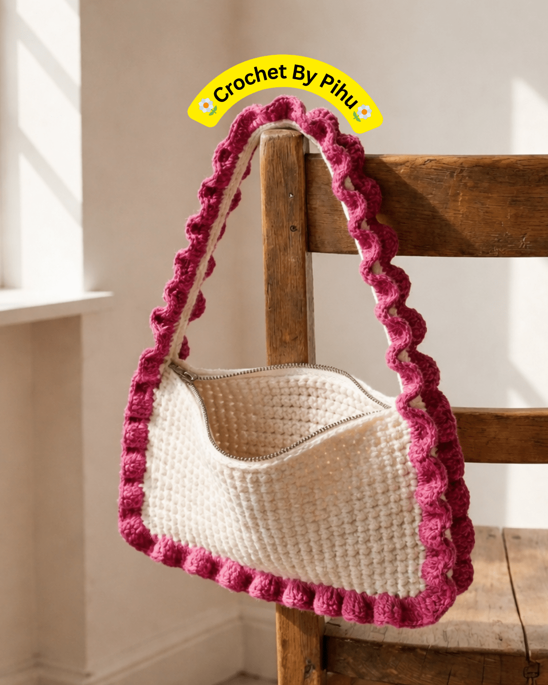 Blush Wave Crochet Shoulder Bag - Crochet By Pihu