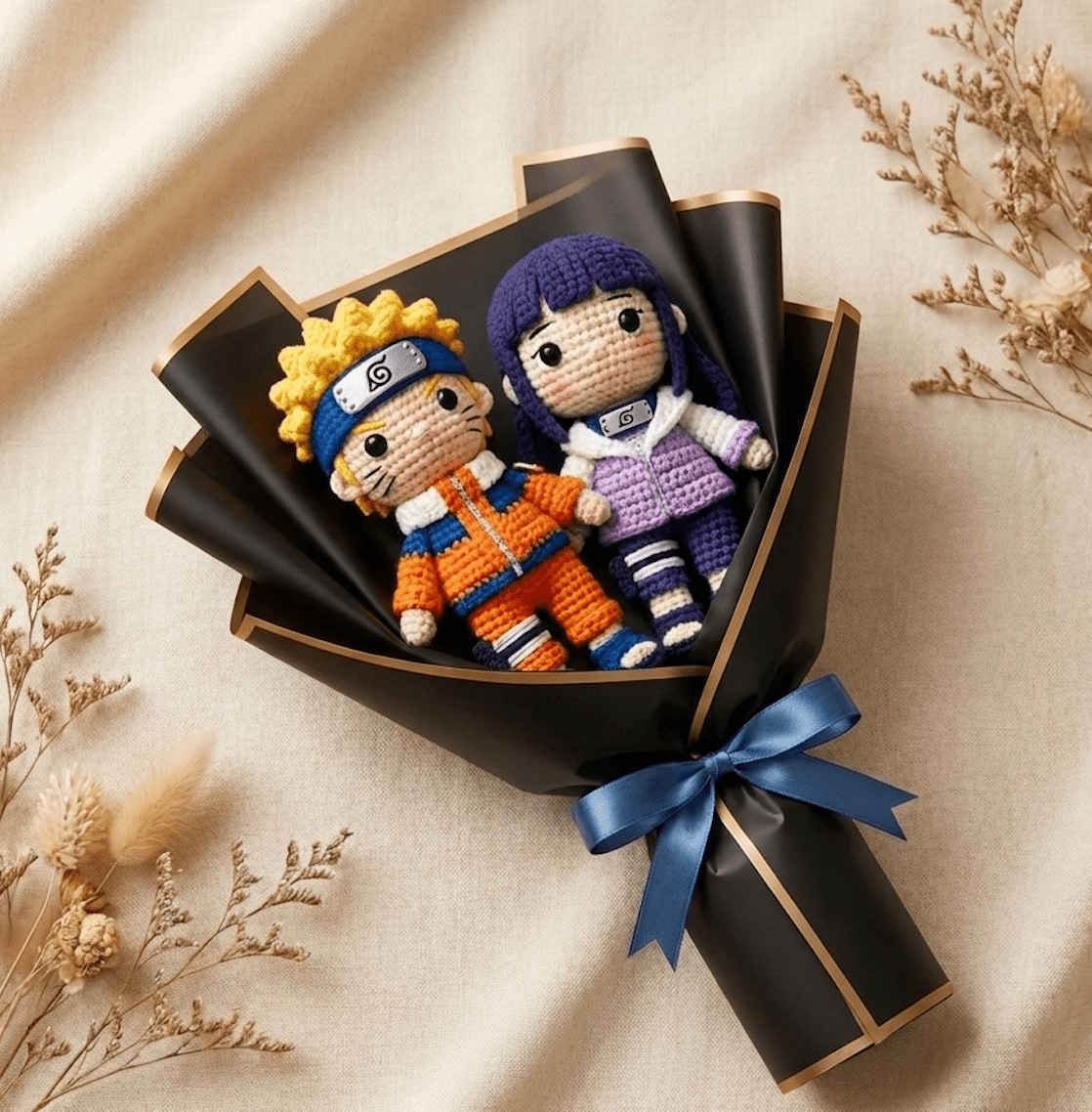 Handmade Crochet Anime Couple Bouquet – Cute Amigurumi Character Gift | Crochet By Pihu - Crochet By Pihu