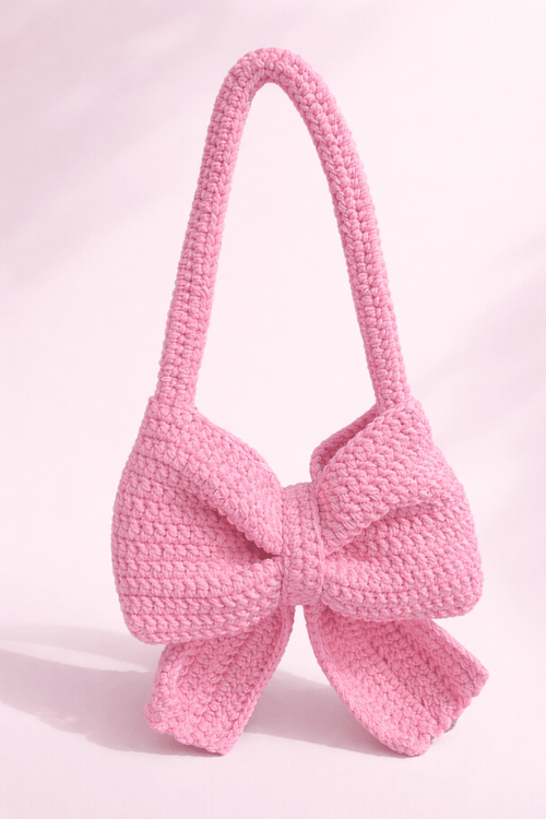 Handmade Crochet Bow Handbag – Cute Bow Shoulder Bag | Crochet By Pihu - Crochet By Pihu