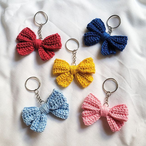 Handmade Crochet Bow Keychain – Cute Crochet Bow Keyring | Crochet By Pihu - Crochet By Pihu