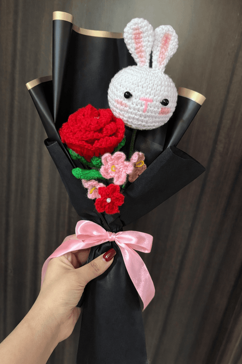 Handmade Crochet Bunny & Flower Bouquet | Crochet By Pihu - Crochet By Pihu