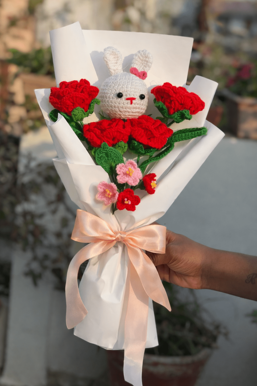 Handmade Crochet Bunny Rose Bouquet (Deluxe) | Crochet By Pihu - Crochet By Pihu
