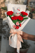 Handmade Crochet Bunny Rose Bouquet (Deluxe) | Crochet By Pihu - Crochet By Pihu