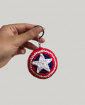 Handmade Crochet Captain Shield Keychain – Superhero Inspired Keyring | Crochet By Pihu - Crochet By Pihu