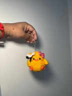 Handmade Crochet Chick Keychain with Flower – Amigurumi Cute Keychain | Crochet By Pihu - Crochet By Pihu