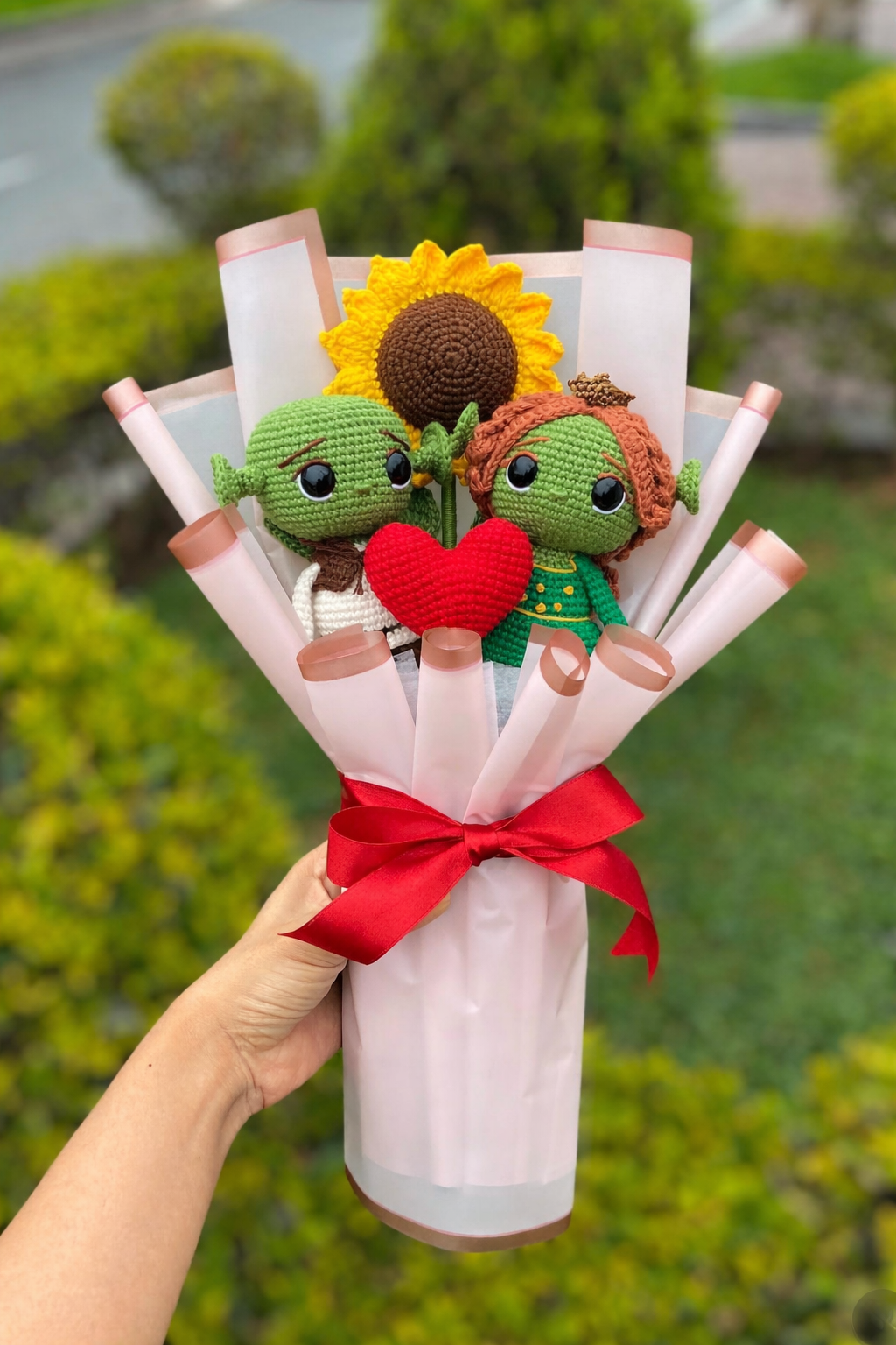 Handmade Crochet Couple Bouquet with Sunflower & Heart | Crochet By Pihu - Crochet By Pihu