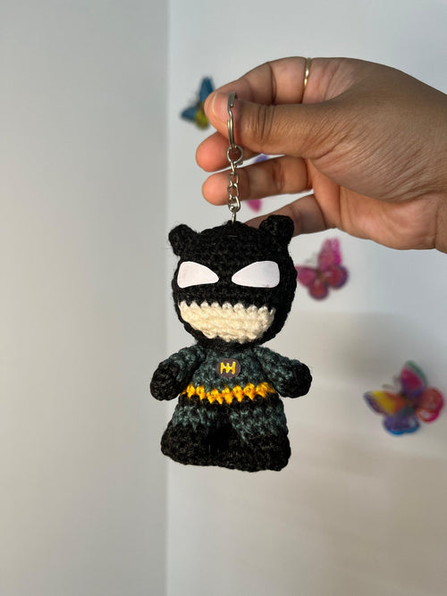 Handmade Crochet Dark Superhero Keychain – Amigurumi Character Keychain | Crochet By Pihu - Crochet By Pihu