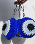 Handmade Crochet Evil Eye Keychain 1 – Nazar Protection Charm | Crochet By Pihu - Crochet By Pihu