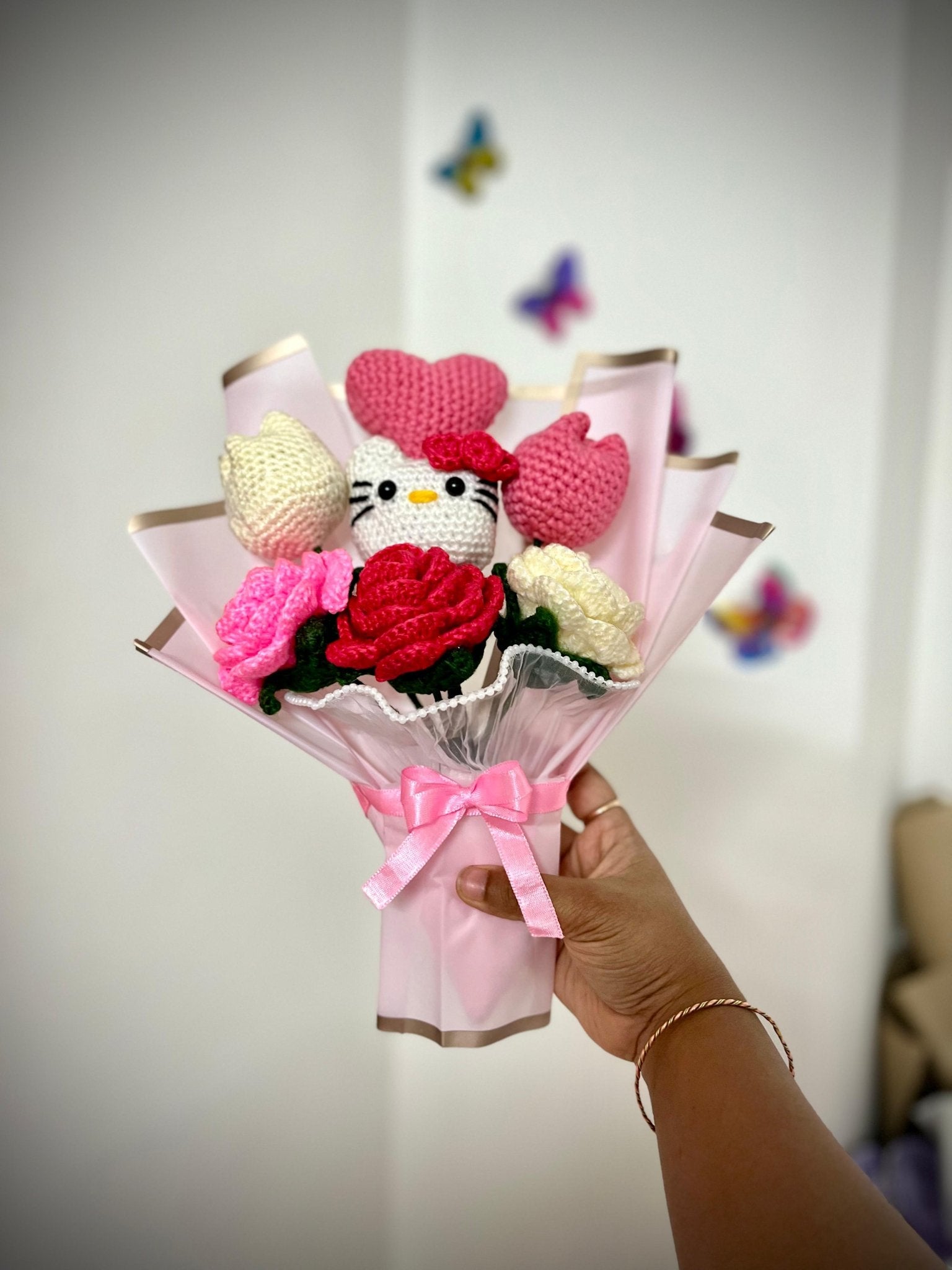 Handmade Crochet Kitty Flower Bouquet – Amigurumi Gift Bouquet | Crochet By Pihu - Crochet By Pihu