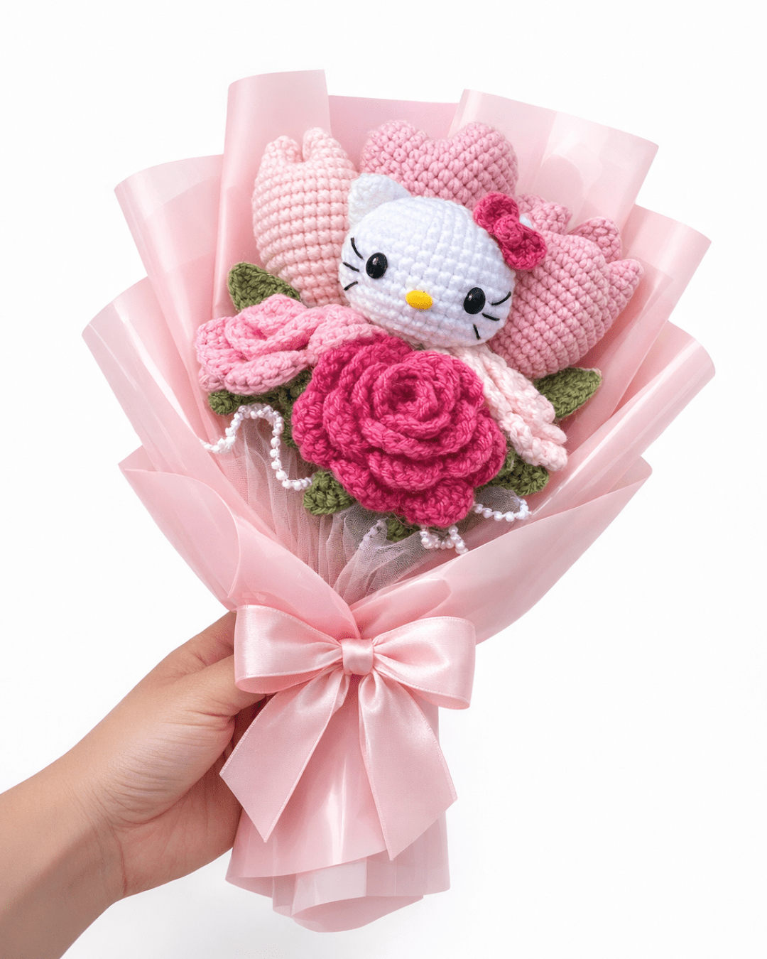 Handmade Crochet Kitty Flower Bouquet – Cute Amigurumi Gift | Crochet By Pihu - Crochet By Pihu