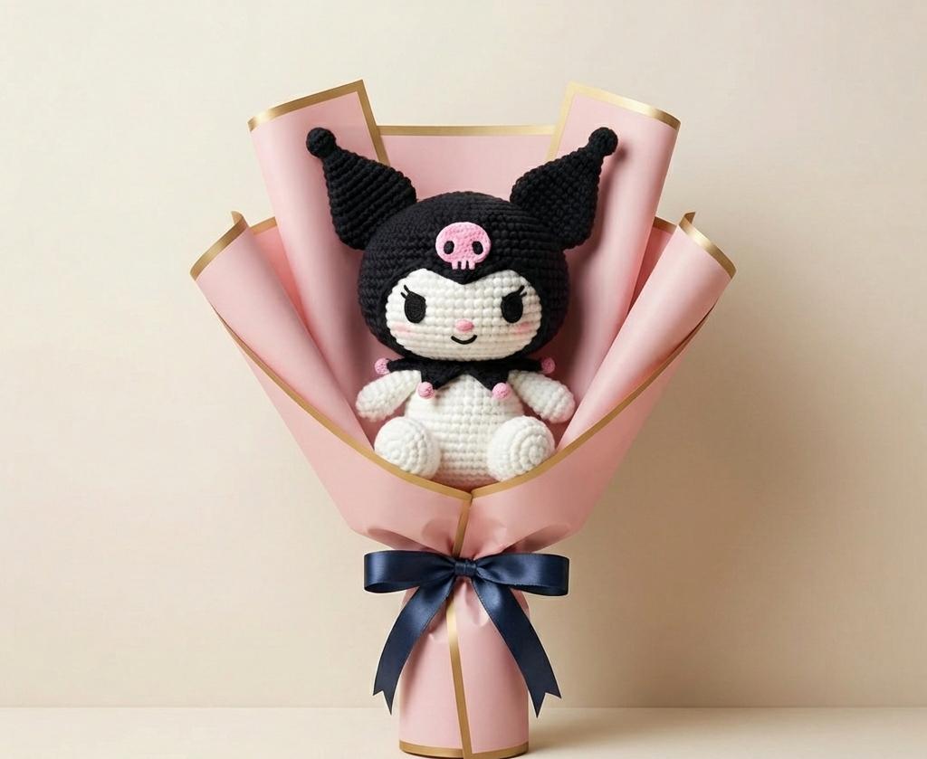 Handmade Crochet Kuromi Bouquet – Cute Amigurumi Character Gift | Crochet By Pihu - Crochet By Pihu