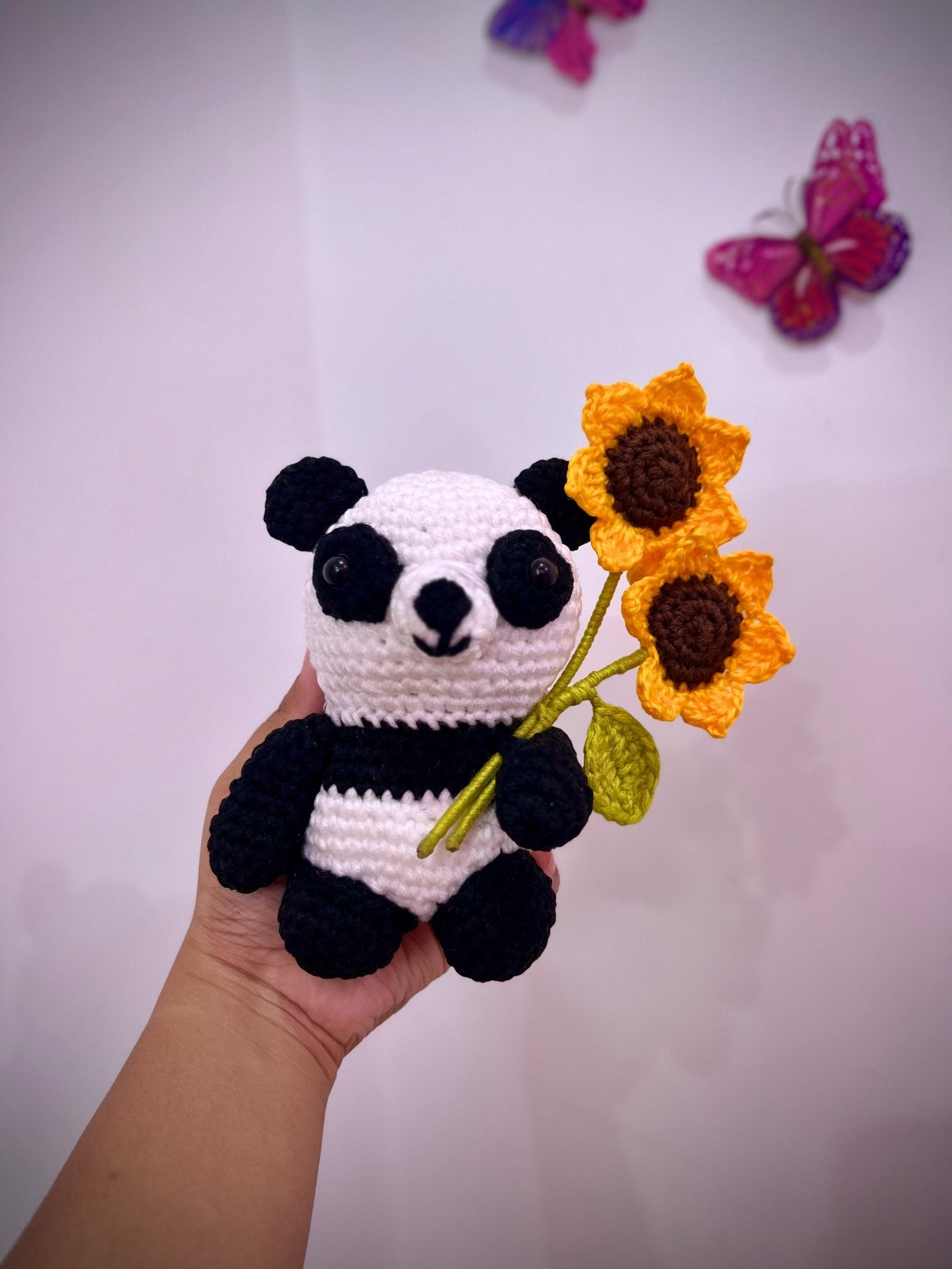 Handmade Crochet Panda with Sunflower | Crochet By Pihu - Crochet By Pihu