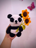 Handmade Crochet Panda with Sunflower | Crochet By Pihu - Crochet By Pihu