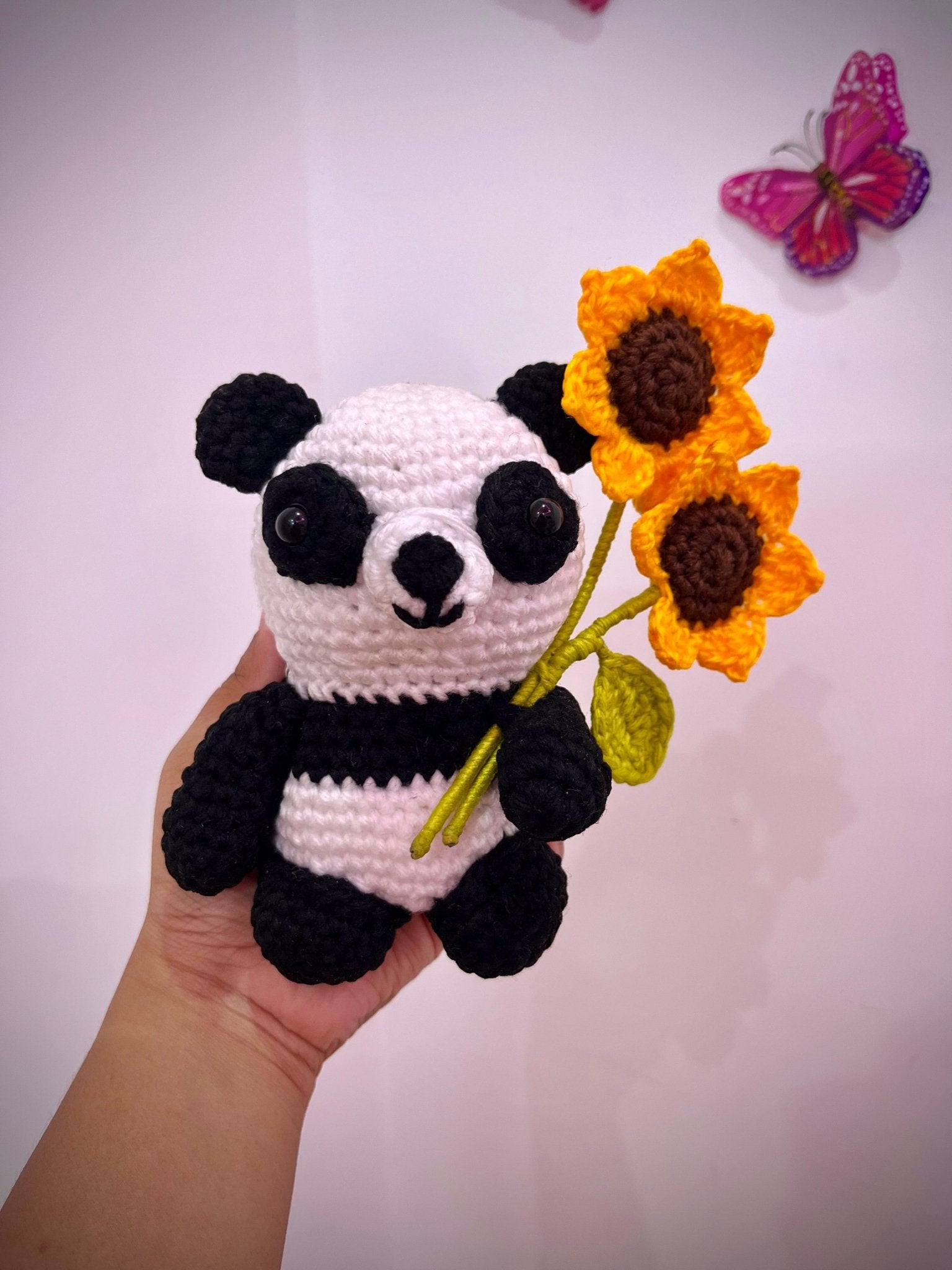 Handmade Crochet Panda with Sunflower | Crochet By Pihu - Crochet By Pihu