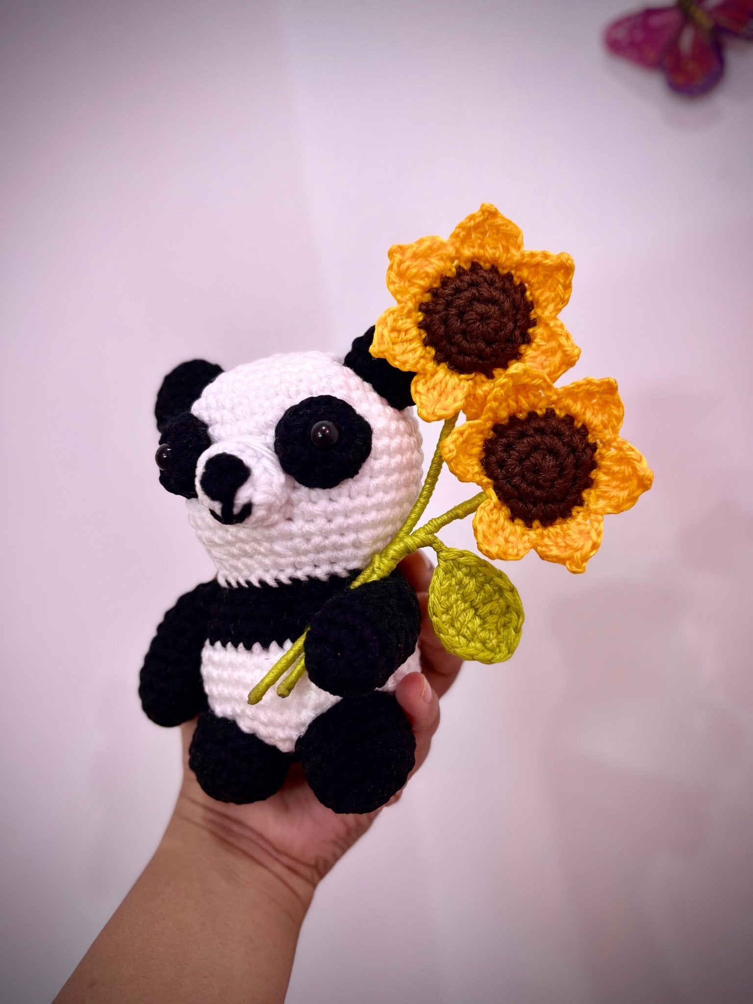 Handmade Crochet Panda with Sunflower | Crochet By Pihu - Crochet By Pihu