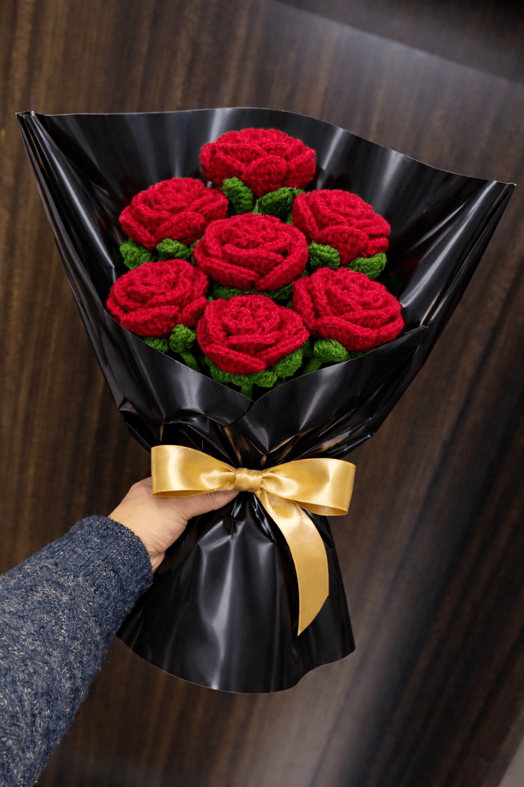 Handmade Crochet Red Rose Bouquet (7 Roses) | Crochet By Pihu - Crochet By Pihu