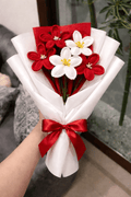 Handmade Crochet Red & White Floral Bouquet | Crochet By Pihu - Crochet By Pihu