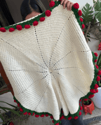 Handmade Crochet Rose Border Round Blanket | Crochet By Pihu - Crochet By Pihu