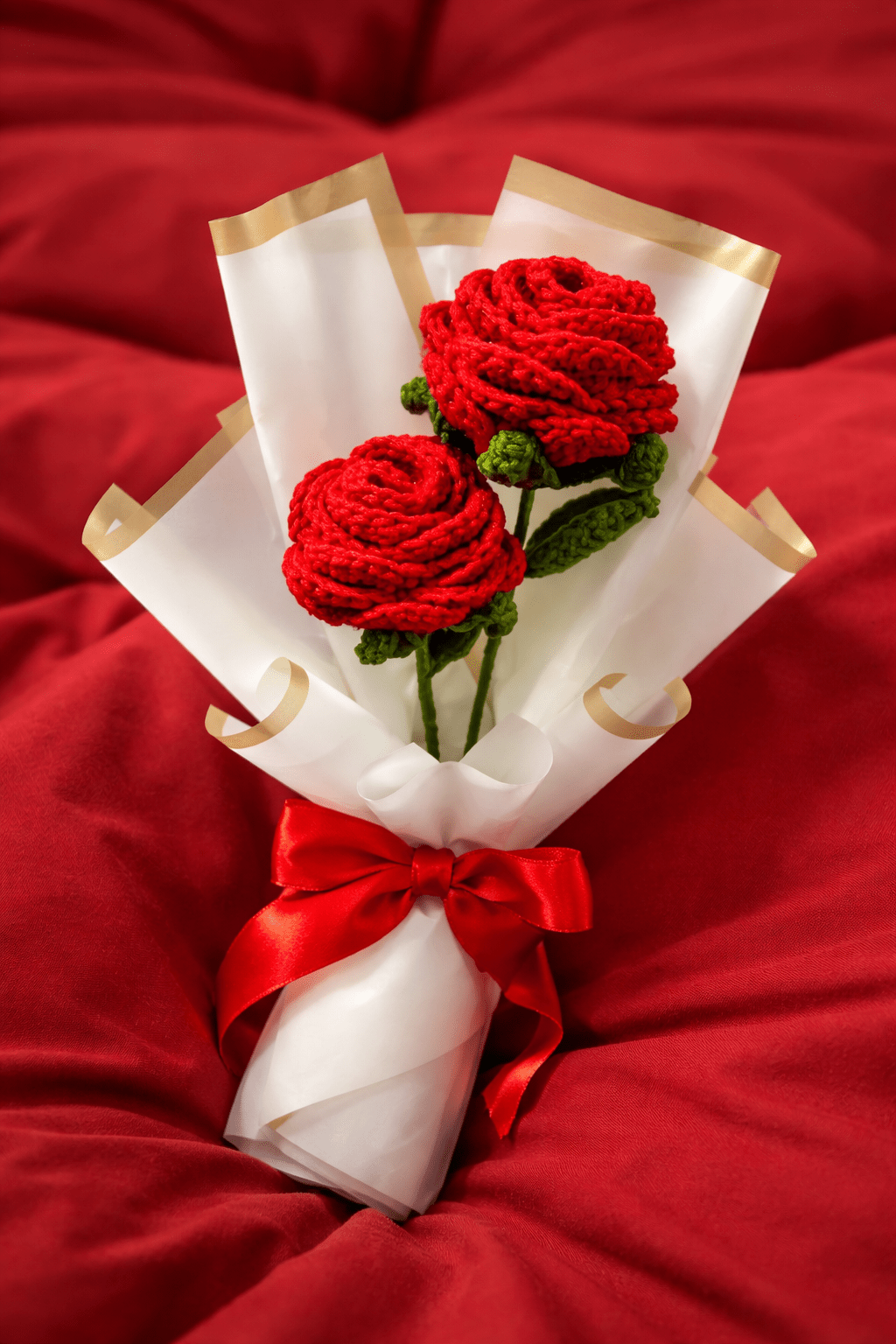 Handmade Crochet Rose Bouquet – Elegant Red Flower Gift | Crochet By Pihu - Crochet By Pihu