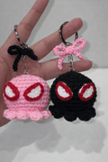 Handmade Crochet Spider Character Keychain – Cute Amigurumi Superhero Style Charm | Crochet By Pihu 🕷️ - Crochet By Pihu
