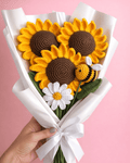Handmade Crochet Sunflower & Bee Bouquet – Amigurumi Flower Gift | Crochet By Pihu - Crochet By Pihu