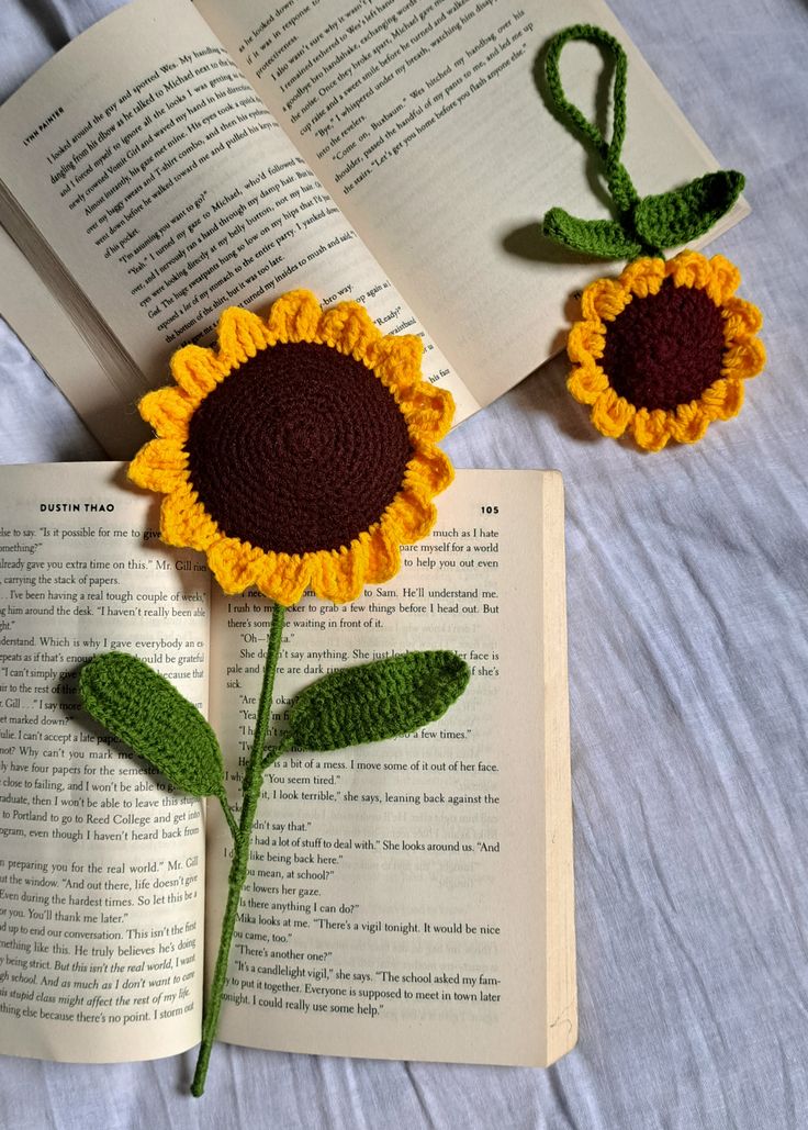 Handmade Crochet Sunflower Bookmark – Crochet Flower Page Marker | Crochet By Pihu - Crochet By Pihu