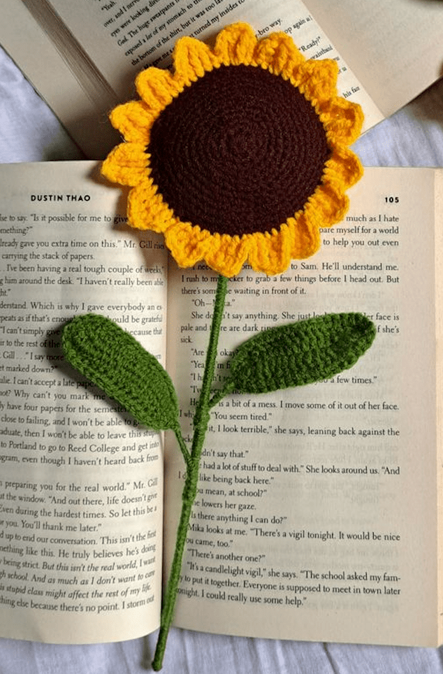 Handmade Crochet Sunflower Bookmark – Crochet Flower Page Marker | Crochet By Pihu - Crochet By Pihu