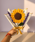 Handmade Crochet Sunflower Bouquet with Lavender – Crochet Flower Gift | Crochet By Pihu - Crochet By Pihu