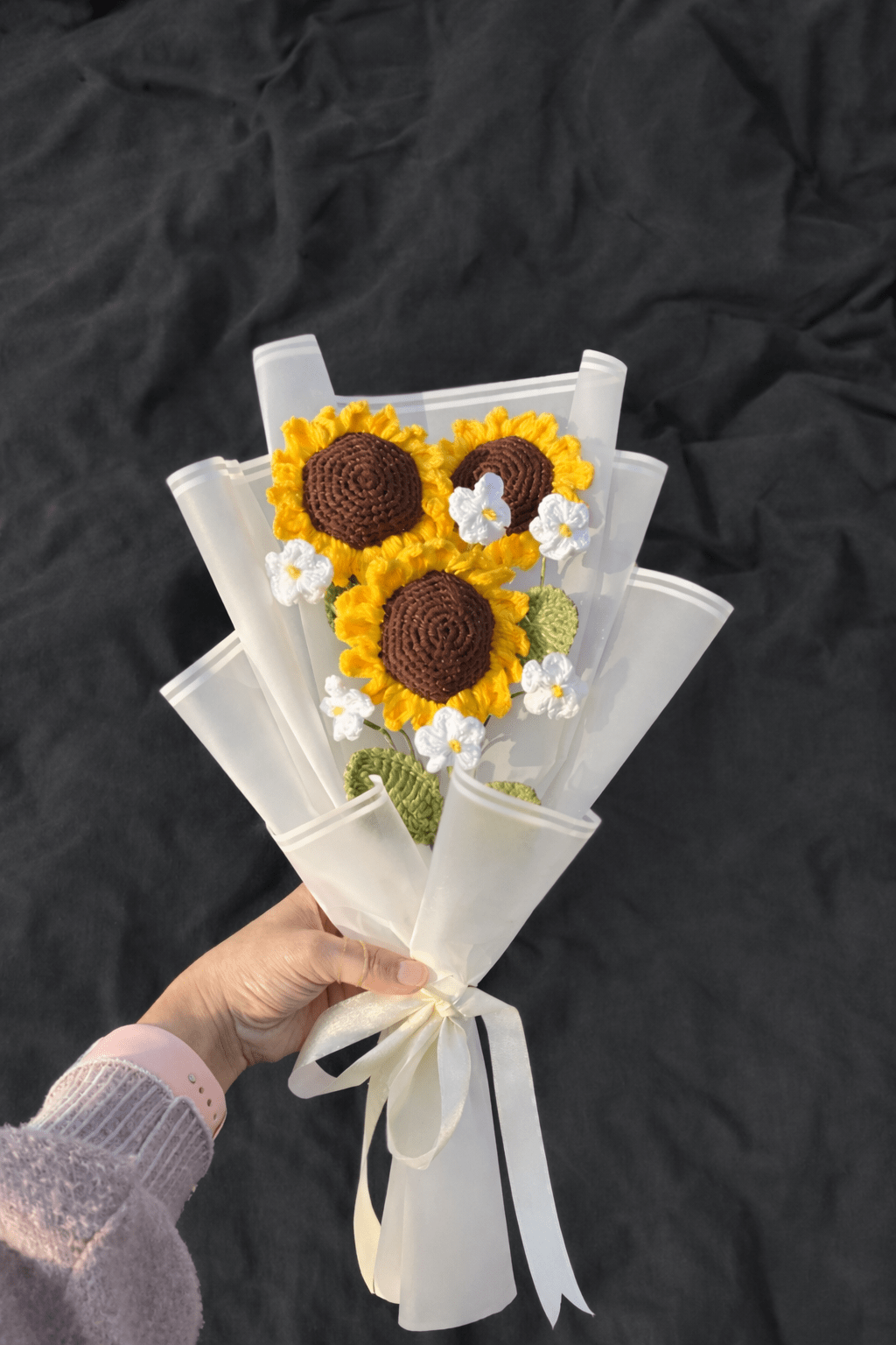 Handmade Crochet Sunflower Bouquet with Mini Flowers | Crochet By Pihu - Crochet By Pihu