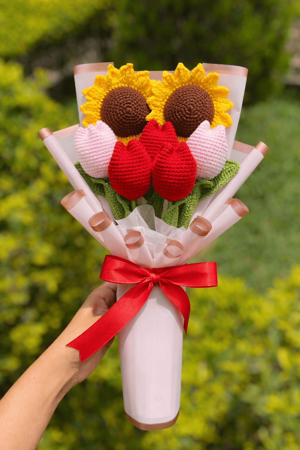 Handmade Crochet Sunflower & Tulip Bouquet | Crochet By Pihu - Crochet By Pihu
