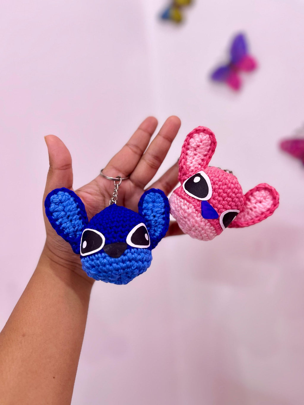 (Pack of 2) Handmade Crochet Stitch & Angel Keychain – Cute Amigurumi Couple Keyring | Crochet By Pihu - Crochet By Pihu