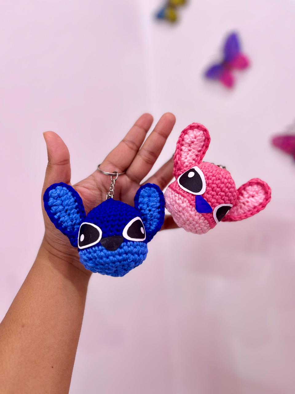 (Pack of 2) Handmade Crochet Stitch & Angel Keychain – Cute Amigurumi Couple Keyring | Crochet By Pihu - Crochet By Pihu