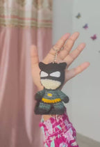 Handmade Crochet Dark Superhero Keychain – Amigurumi Character Keychain | Crochet By Pihu