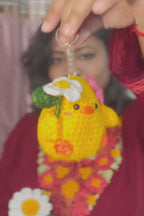Handmade Crochet Chick Keychain with Flower – Amigurumi Cute Keychain | Crochet By Pihu