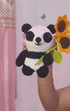 Handmade Crochet Panda with Sunflower | Crochet By Pihu