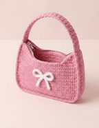 Rosé Bow Crochet Mini Bag - Crochet By Pihu