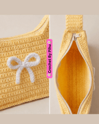 Rosé Bow Crochet Mini Bag - Crochet By Pihu